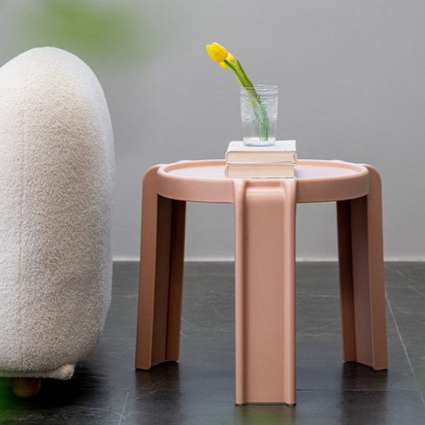 Contemporary Scandinavian PC Geometry Round Stackable Low Stool For Bedroom - Image 9