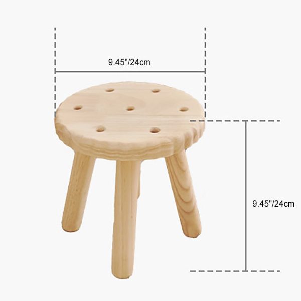 Contemporary Creative Biscuit Solid Wood Round Low Stool For Living Room - Image 5