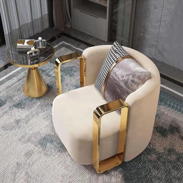Contemporary Scandinavian Round Nappa Leather Swivel Accent Chair Backrest For Living Room - Image 7