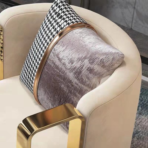 Contemporary Scandinavian Round Nappa Leather Swivel Accent Chair Backrest For Living Room - Image 5