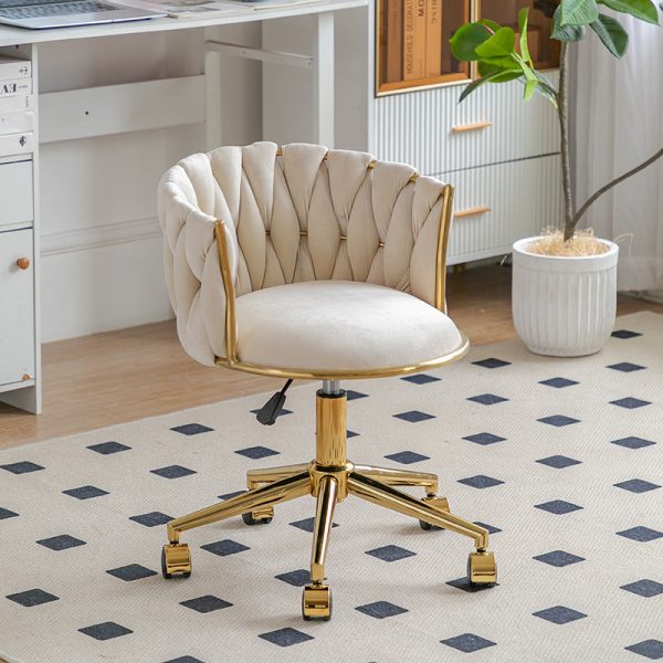 Contemporary Luxury Round Velvet Adjustable Height Vanity Stool Tufted Backrest For Bedroom - Image 13