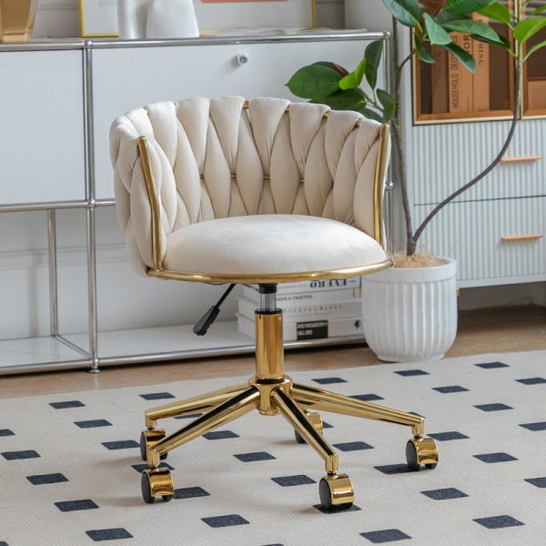 Contemporary Luxury Round Velvet Adjustable Height Vanity Stool Tufted Backrest For Bedroom - Image 8