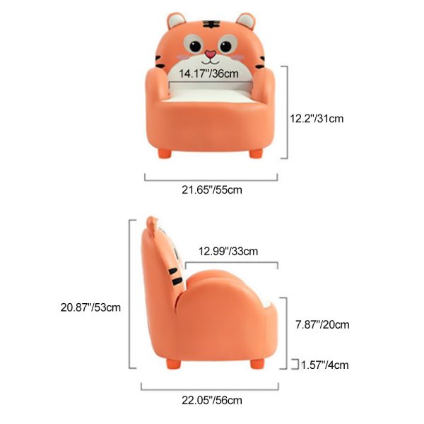 Contemporary Creative Cartoon Animal Tiger Fabric Solid Wood Children Accent Chair Backrest For Living Room - Image 3