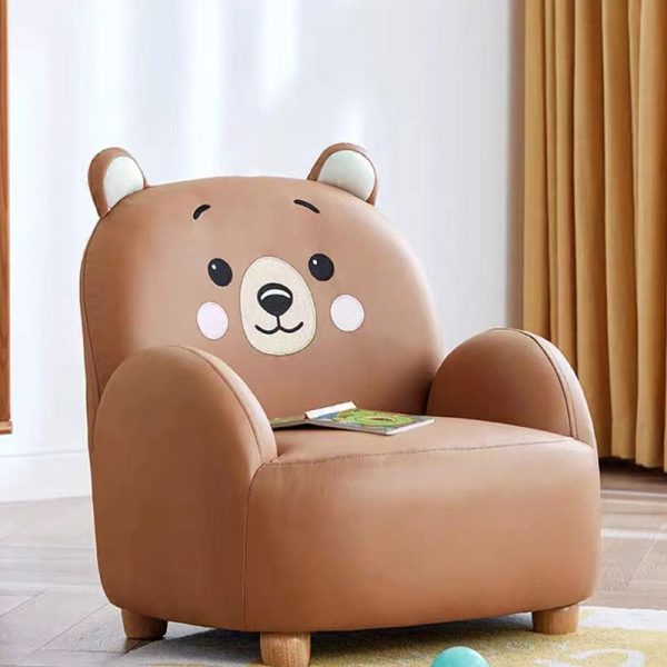 Contemporary Creative Cartoon Animal Tiger Fabric Solid Wood Children Accent Chair Backrest For Living Room - Image 2