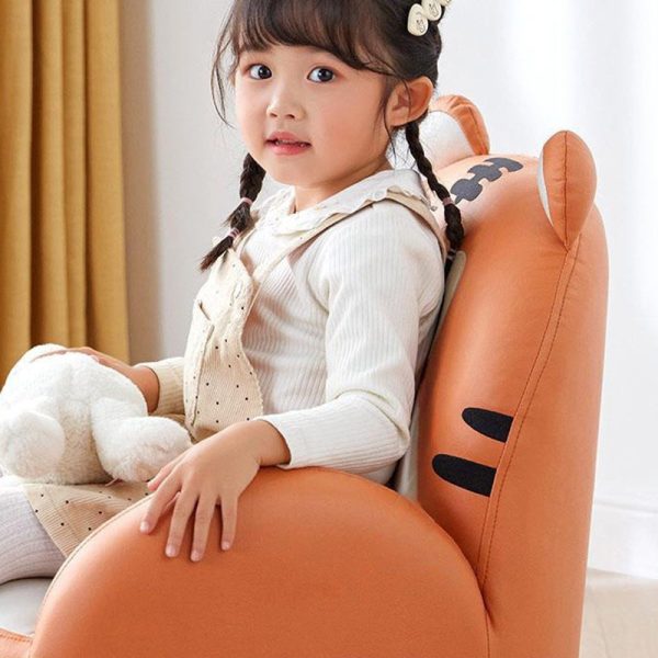Contemporary Creative Cartoon Animal Tiger Fabric Solid Wood Children Accent Chair Backrest For Living Room - Image 4