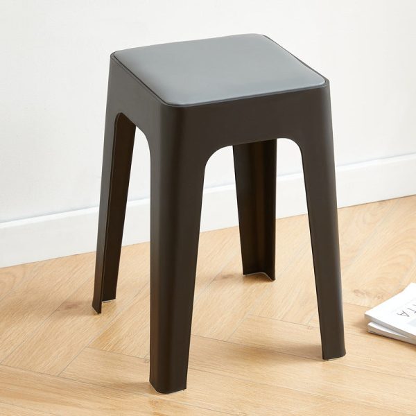Contemporary Nordic Geometry Square Leather Plastic Stackable Chair Non-Slip Legs For Bedroom - Image 15