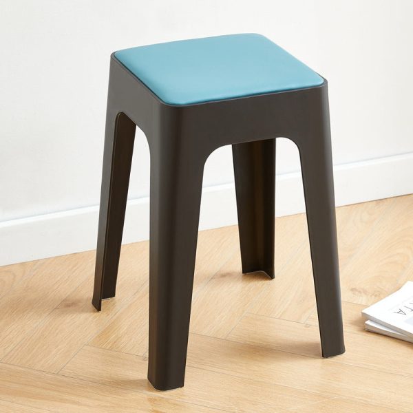 Contemporary Nordic Geometry Square Leather Plastic Stackable Chair Non-Slip Legs For Bedroom - Image 18