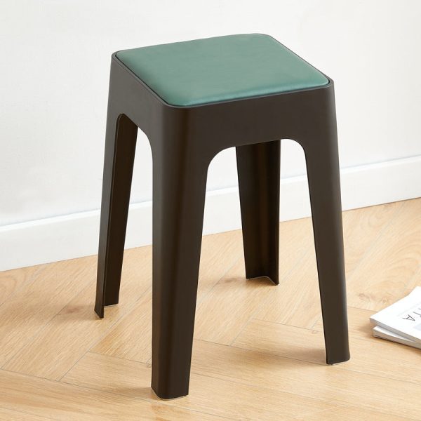 Contemporary Nordic Geometry Square Leather Plastic Stackable Chair Non-Slip Legs For Bedroom - Image 19