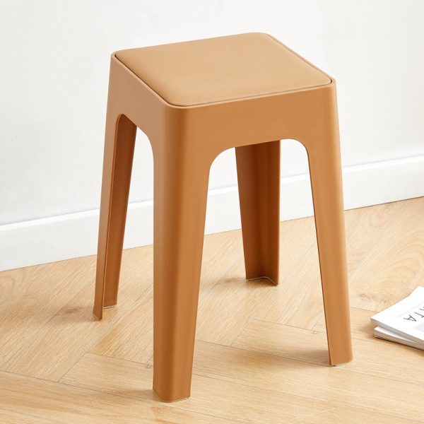 Contemporary Nordic Geometry Square Leather Plastic Stackable Chair Non-Slip Legs For Bedroom - Image 21