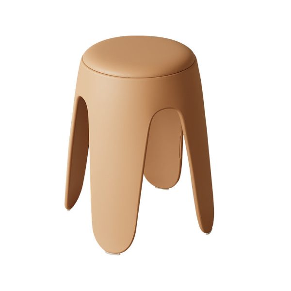 Contemporary Scandinavian Round Leather Upholstered Plastic Stackable Chair For Bedroom - Image 23