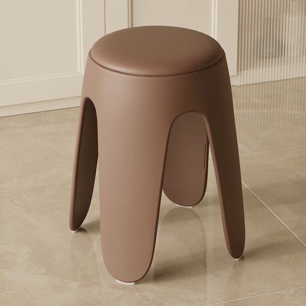 Contemporary Scandinavian Round Leather Upholstered Plastic Stackable Chair For Bedroom - Image 19