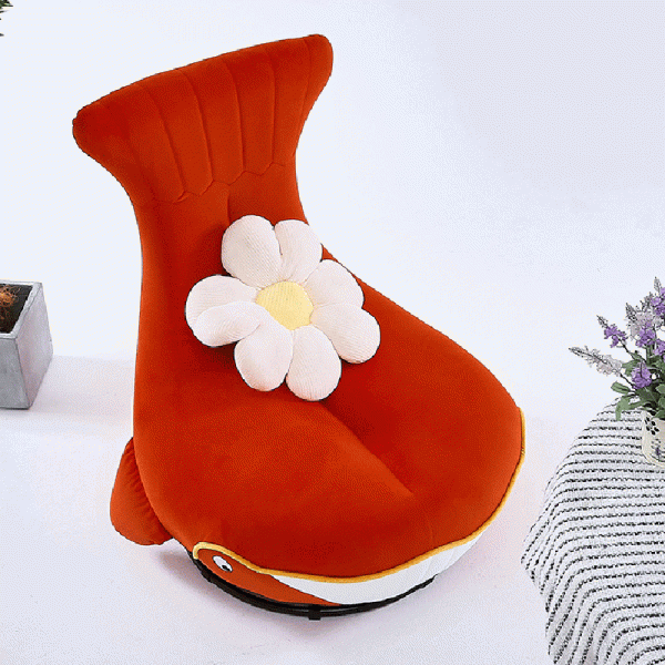 Contemporary Creative Animal Whale Fabric Solid Wood Swivel Accent Chair For Living Room - Image 14