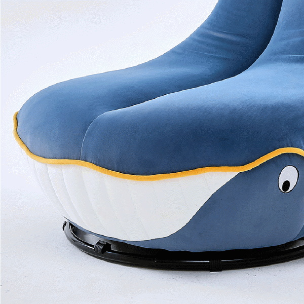 Contemporary Creative Animal Whale Fabric Solid Wood Swivel Accent Chair For Living Room - Image 7