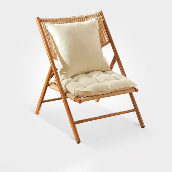 Traditional Rustic PE Weaving Rattan Imitation Wood Grain Alloy Frame Foldable Recliner Backrest Footrest For Outdoor Patio - Image 18