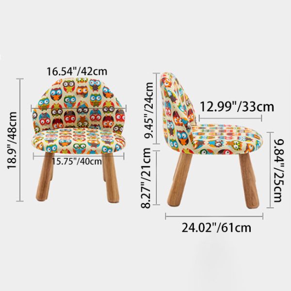 Contemporary Creative Cartoon Animal Pattern Fabric Solid Wood Low Stool For Bedroom - Image 4
