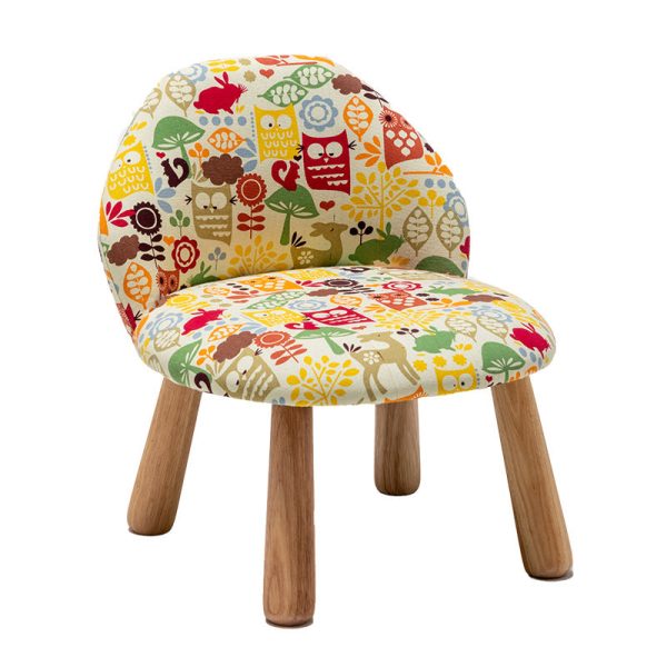 Contemporary Creative Cartoon Animal Pattern Fabric Solid Wood Low Stool For Bedroom - Image 16