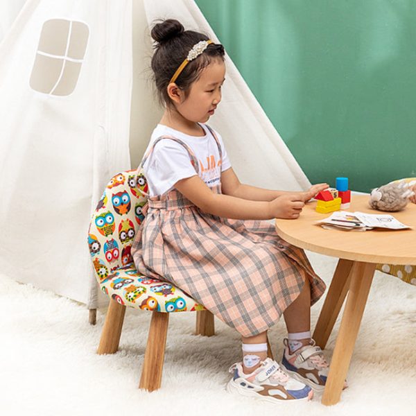 Contemporary Creative Cartoon Animal Pattern Fabric Solid Wood Low Stool For Bedroom - Image 8