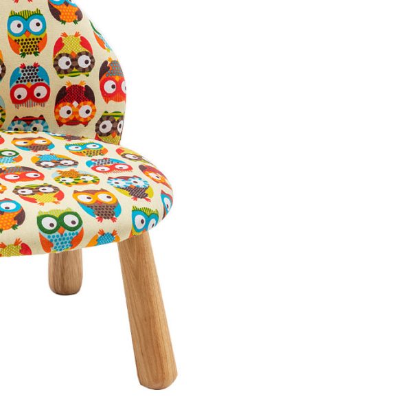 Contemporary Creative Cartoon Animal Pattern Fabric Solid Wood Low Stool For Bedroom - Image 7