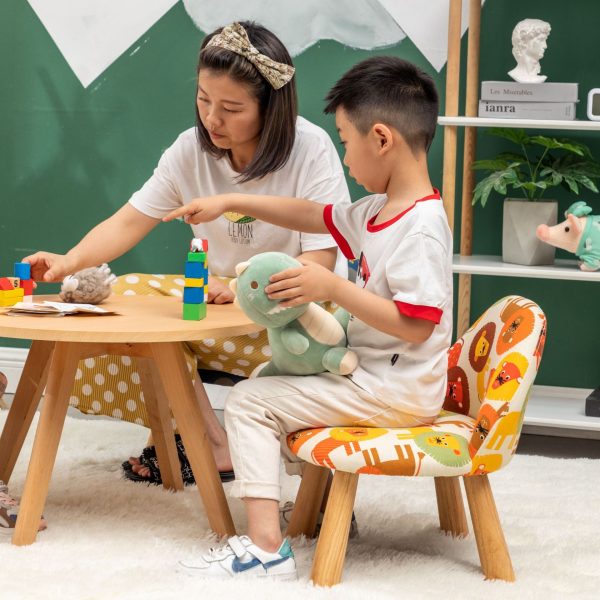 Contemporary Creative Cartoon Animal Pattern Fabric Solid Wood Low Stool For Bedroom - Image 9