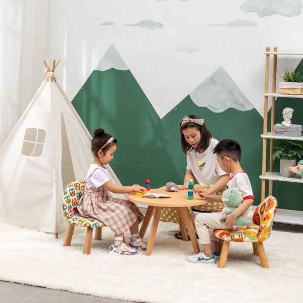 Contemporary Creative Cartoon Animal Pattern Fabric Solid Wood Low Stool For Bedroom - Image 11