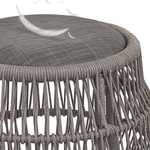 Traditional Vintage Round Aluminum Alloy PE Braided Rope Chair Arc Back For Living Room - Image 5