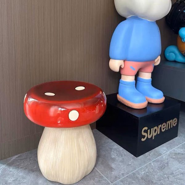 Contemporary Creative Mushroom Resin Fiberglass Low Stool For Bedroom - Image 12