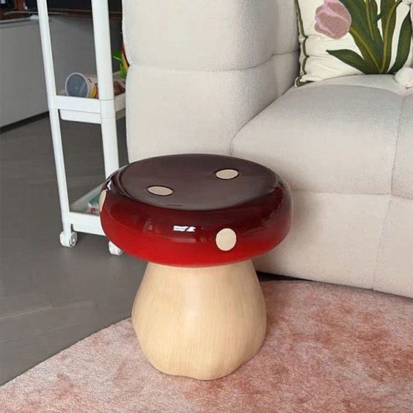 Contemporary Creative Mushroom Resin Fiberglass Low Stool For Bedroom - Image 3