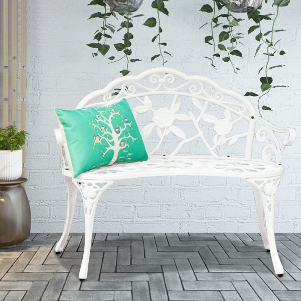Contemporary Industrial Curved Die-Cast Aluminum Hollow Carving Waterproof Bench Backrest For Garden - Image 8