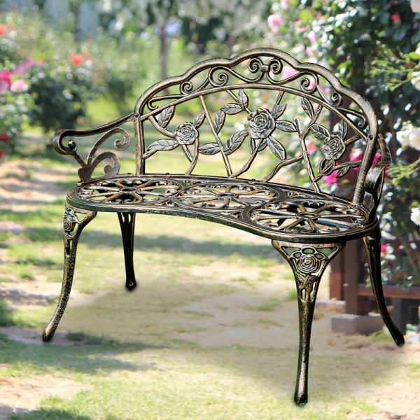 Contemporary Industrial Curved Die-Cast Aluminum Hollow Carving Waterproof Bench Backrest For Garden - Image 9