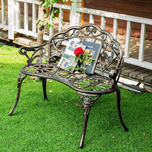Contemporary Industrial Curved Die-Cast Aluminum Hollow Carving Waterproof Bench Backrest For Garden