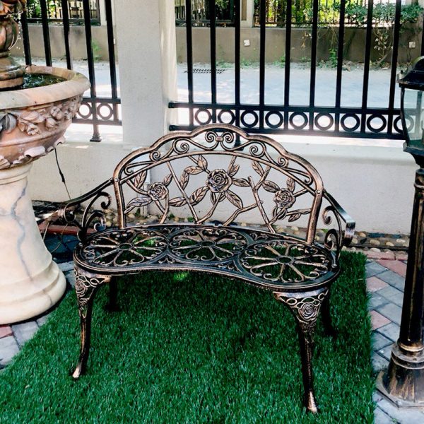 Contemporary Industrial Curved Die-Cast Aluminum Hollow Carving Waterproof Bench Backrest For Garden - Image 2