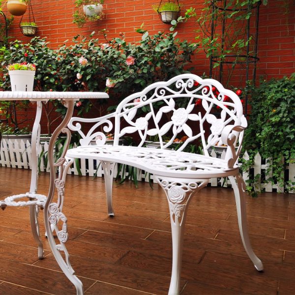 Contemporary Industrial Curved Die-Cast Aluminum Hollow Carving Waterproof Bench Backrest For Garden - Image 3