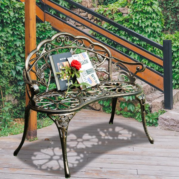 Contemporary Industrial Curved Die-Cast Aluminum Hollow Carving Waterproof Bench Backrest For Garden - Image 10