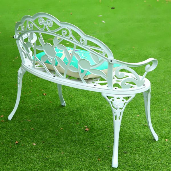 Contemporary Industrial Curved Die-Cast Aluminum Hollow Carving Waterproof Bench Backrest For Garden - Image 7