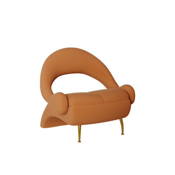 Contemporary Nordic Curved Velvet Upholstered Iron Accent Chair Open Back For Living Room - Image 18