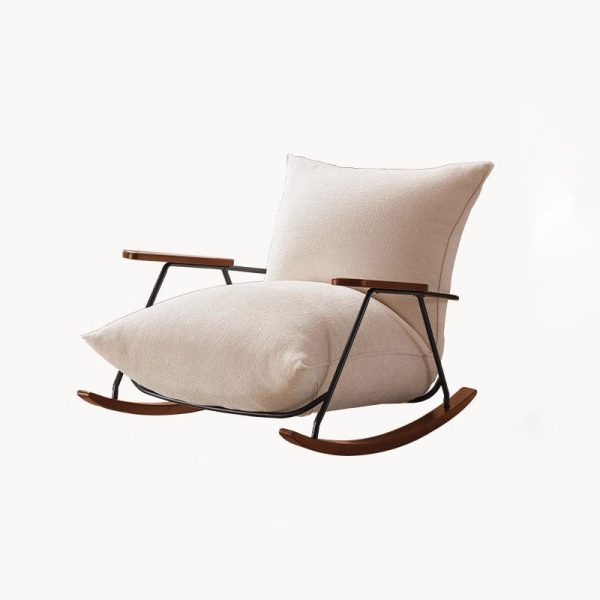 Contemporary Nordic Printed Fabric Upholstered Iron Frame Recliner Accent Chair Armrest For Living Room - Image 17