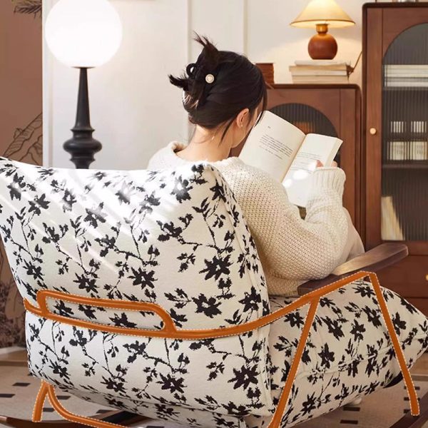 Contemporary Nordic Printed Fabric Upholstered Iron Frame Recliner Accent Chair Armrest For Living Room - Image 11