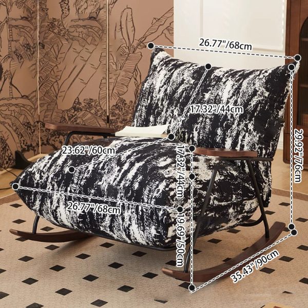 Contemporary Nordic Printed Fabric Upholstered Iron Frame Recliner Accent Chair Armrest For Living Room - Image 3
