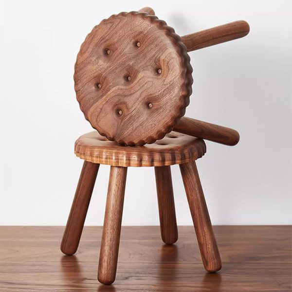 Contemporary Creative Biscuit Round Solid Wood Low Stool Footstool For Living Room - Image 10