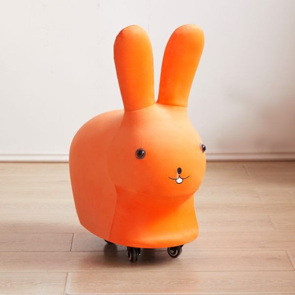 Contemporary Creative Cute Animal Rabbit Fabric Low Stool With Pulley For Living Room - Image 2