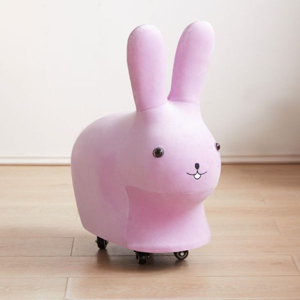 Contemporary Creative Cute Animal Rabbit Fabric Low Stool With Pulley For Living Room - Image 5