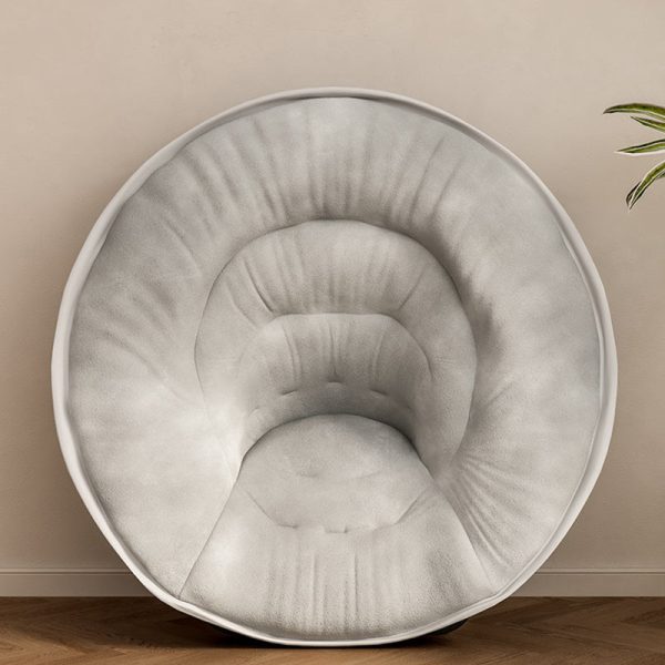 Contemporary Nordic Round Velvet X-Shaped Carbon Steel Frame Foldable Recliner Backrest For Living Room - Image 6