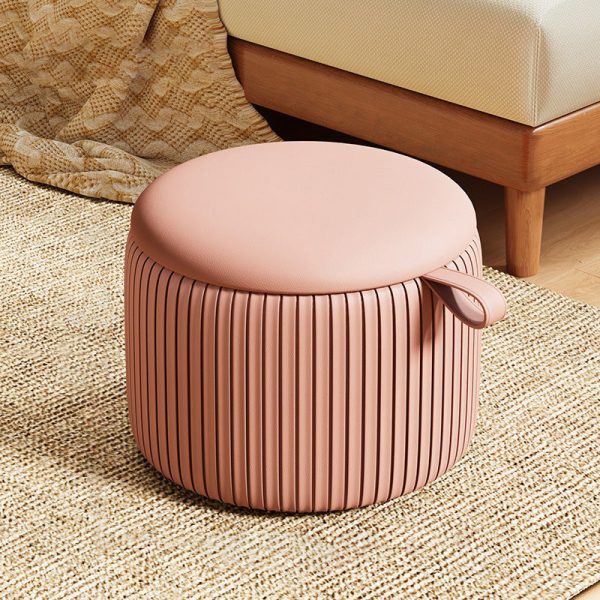 Contemporary Simplicity Fabric Round Pouf Low Stool For Living Room - Image 9