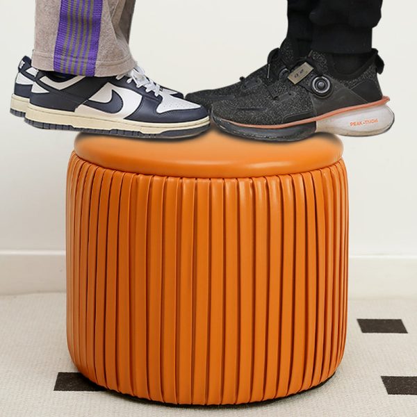 Contemporary Simplicity Fabric Round Pouf Low Stool For Living Room - Image 11
