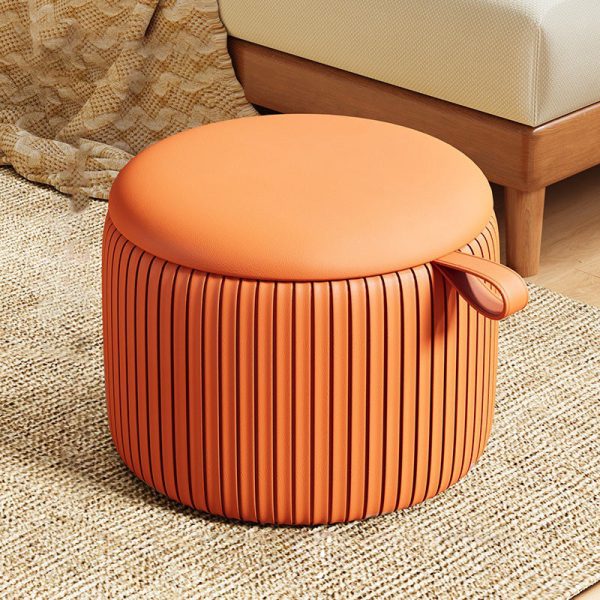 Contemporary Simplicity Fabric Round Pouf Low Stool For Living Room - Image 10