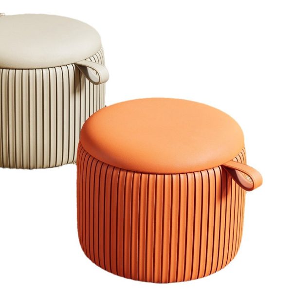 Contemporary Simplicity Fabric Round Pouf Low Stool For Living Room - Image 13