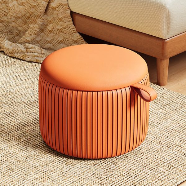 Contemporary Simplicity Fabric Round Pouf Low Stool For Living Room - Image 5