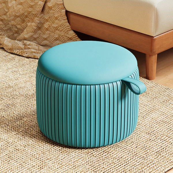 Contemporary Simplicity Fabric Round Pouf Low Stool For Living Room - Image 6
