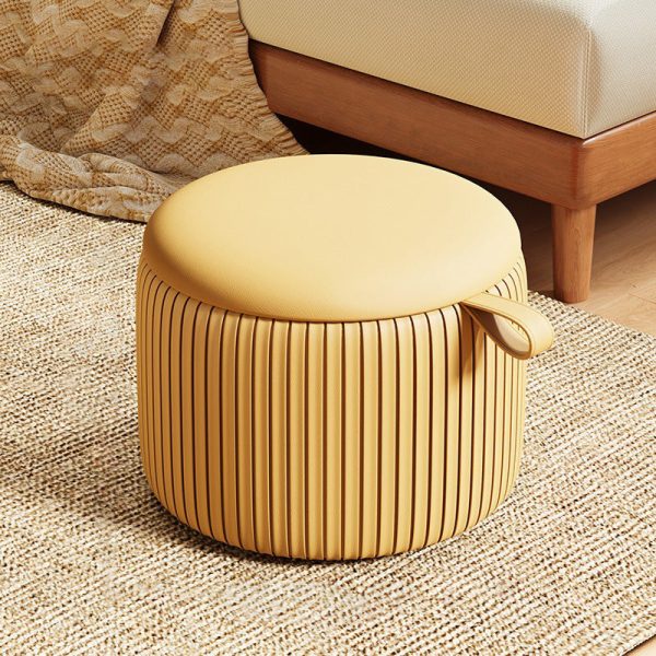 Contemporary Simplicity Fabric Round Pouf Low Stool For Living Room - Image 7