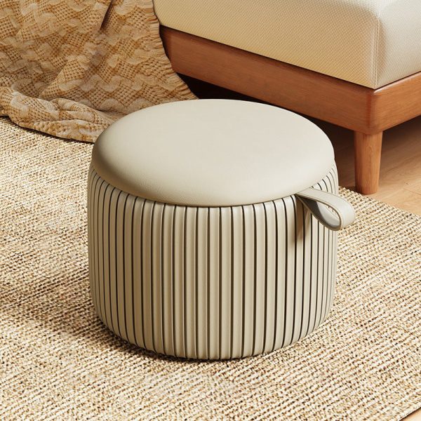 Contemporary Simplicity Fabric Round Pouf Low Stool For Living Room - Image 8